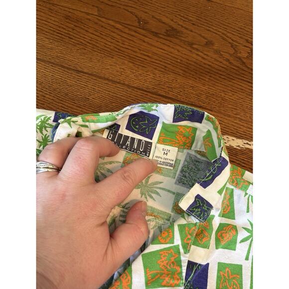 Vintage Men’s Gitano Collection Tropical Palm Trees Vacation Button Down Shirt M - Picture 2 of 10